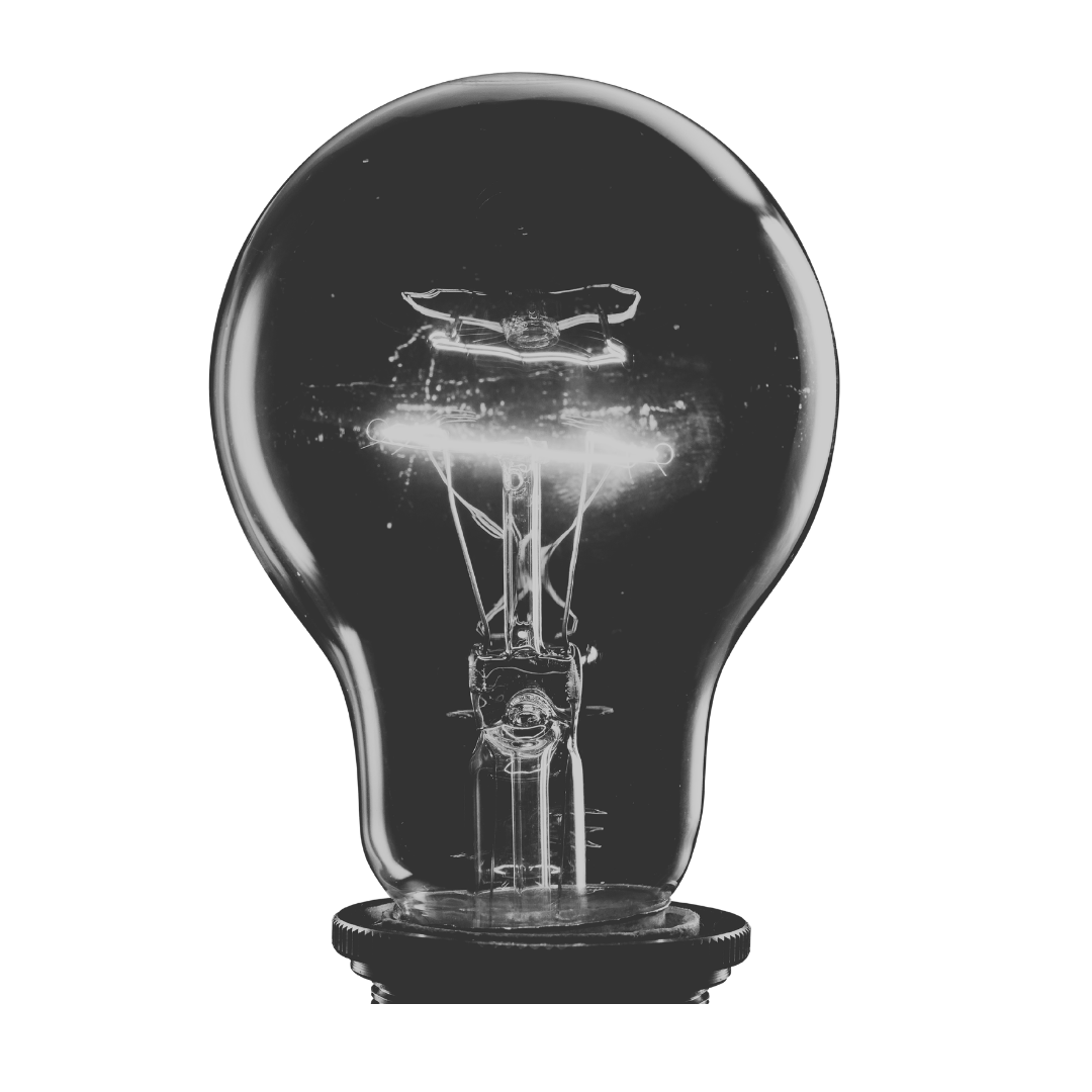 Glowing lightbulb — dramatic b&w photo