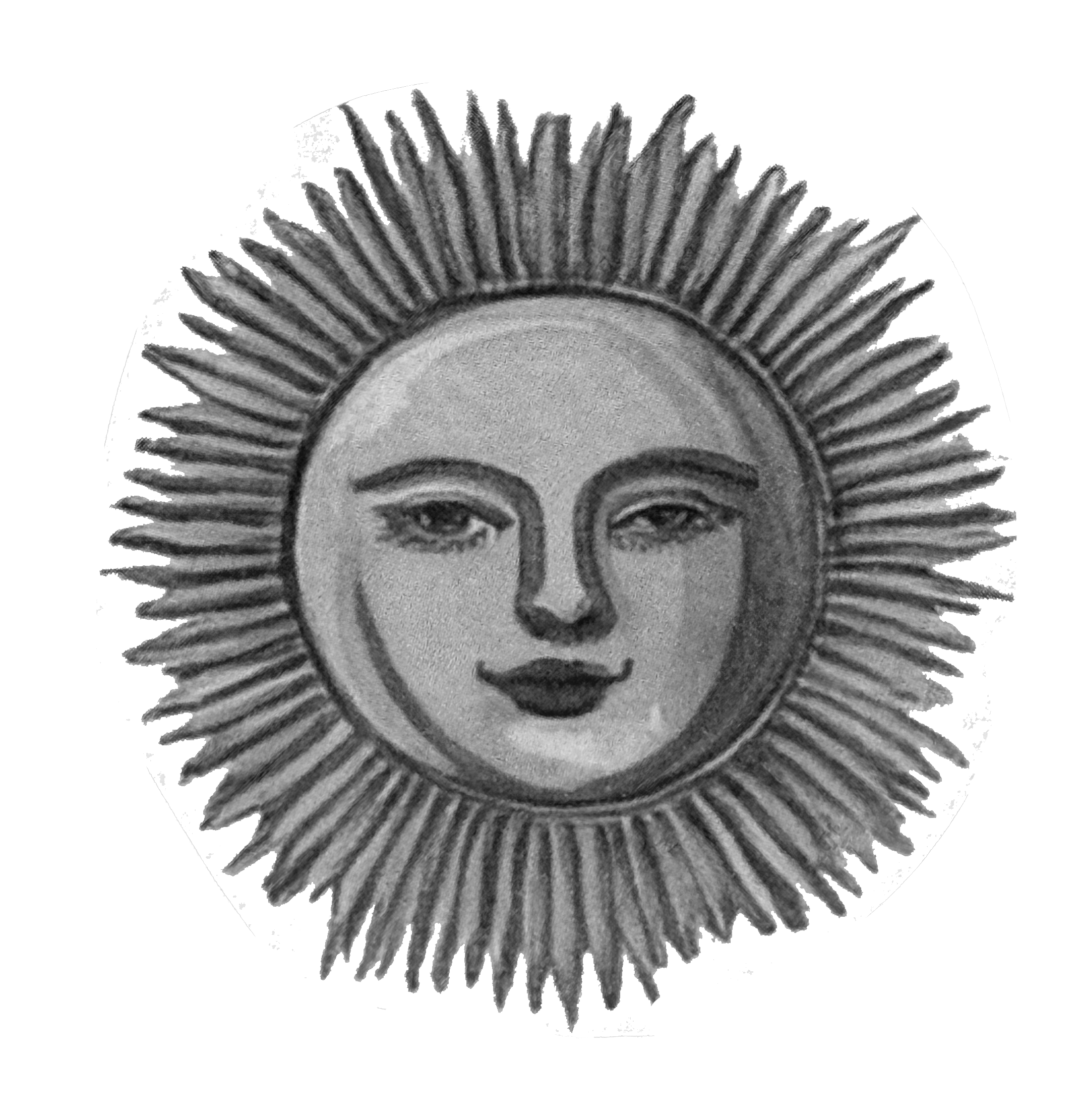 Sun with face — round rays