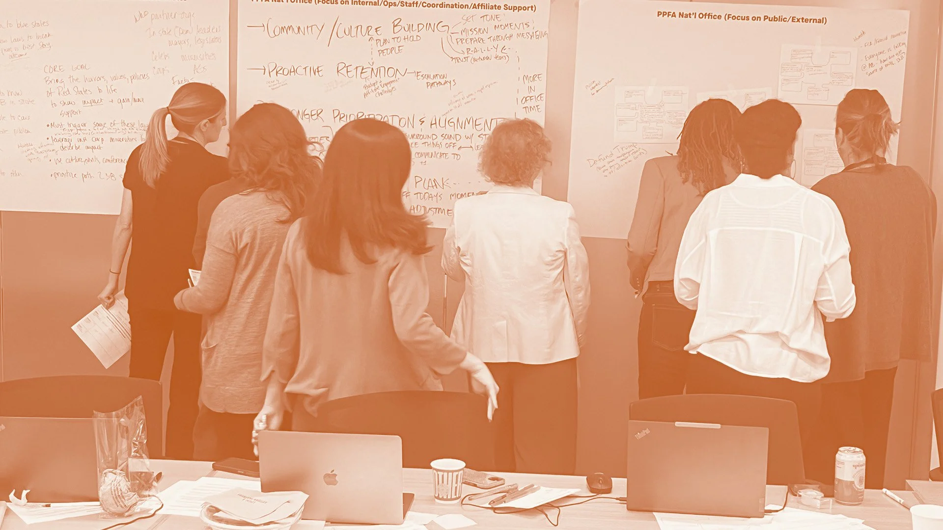 Facilitation session, ochre duotone