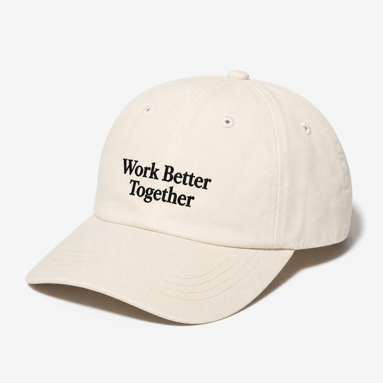Clear White cap with grounded black wordmark